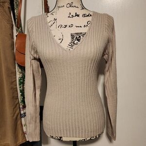 Womans Long Sleeve Bodycon Ribbed Sweater